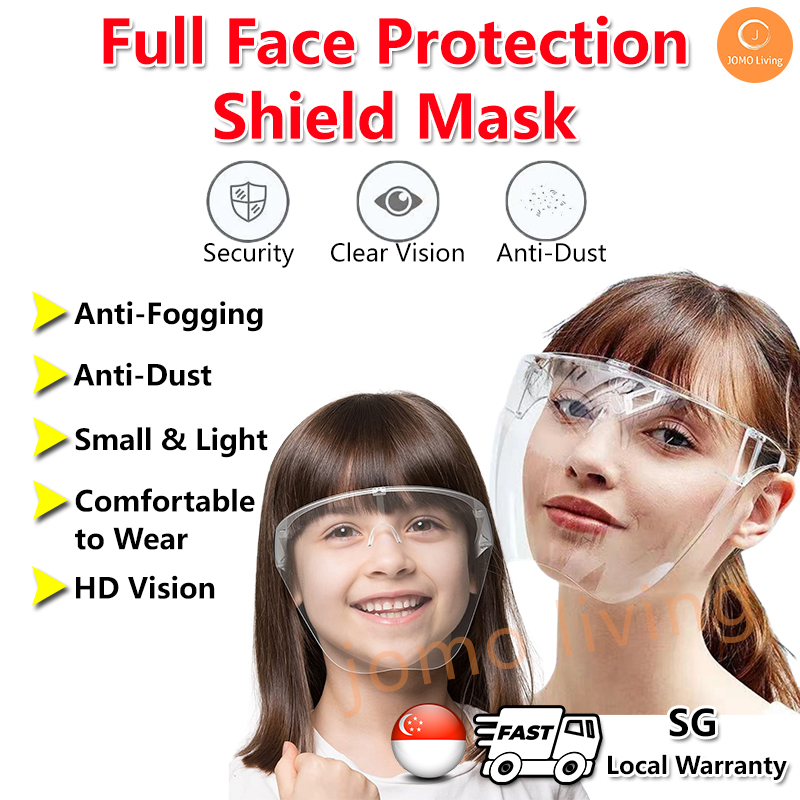 【SG Ready Stocks】Kids Adults Solid Full Face Protection Shield Mask Acrylic Transparent Anti Fog Face Shield