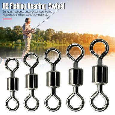 Hittime 100/50PCS US Fishing Swivel Solid Connector Ball Bearing Snap For Jigging/Casting Fishing/Power Rolling Stainless Steel Beads