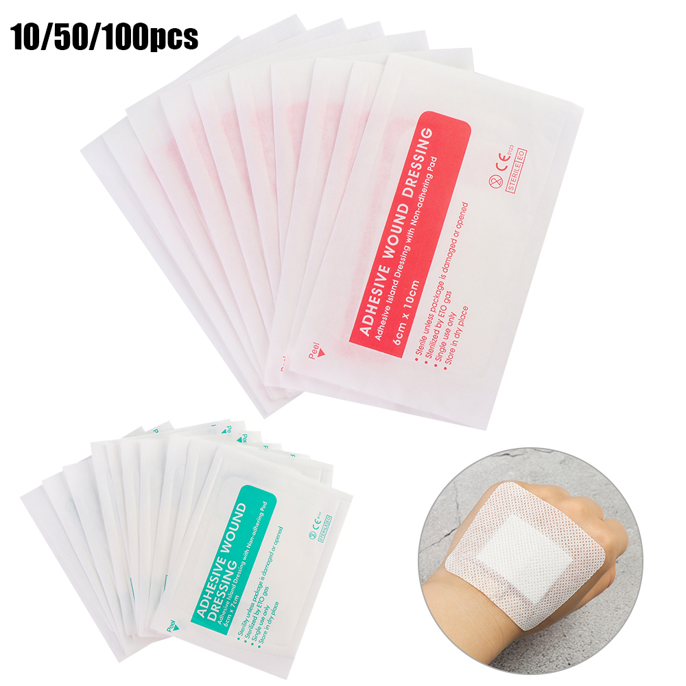 【In Stock】10/50/100Pcs Emergency Waterproof Material Wound Hemostasis Aid Bandage Adhesive Plaster Breathable Bandage-Aids Wound Dressing Band Sticker Bands