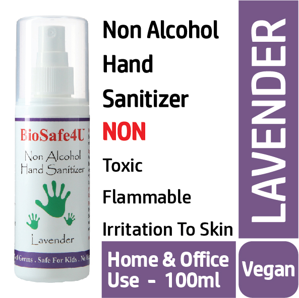 BioSafe4U Hand Sanitizer - Non Alcohol - Moisturising - Family  Office Travel Use - 100ml