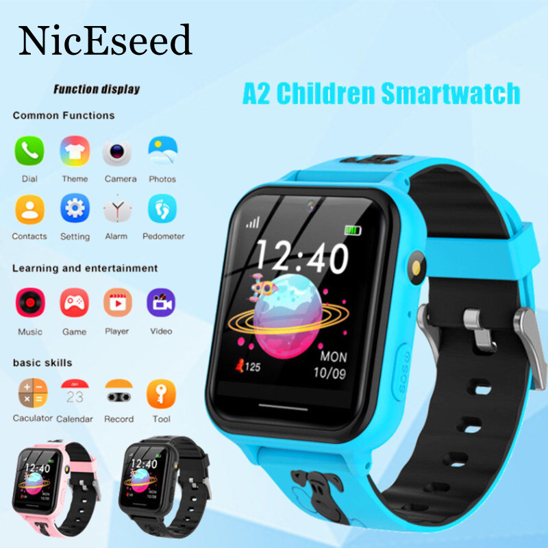 NicEseed A2 Children Smart Watch 1.54 Inch IPS Touch Screen Smartwatch Multiple Languages HD Call Alarm Clock Music Video Player Flashlight For Kids Gifts