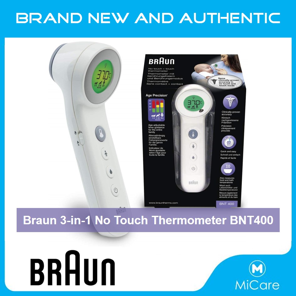 [Free Same Day Delivery] BRAUN 3-in-1 No Touch Thermometer BNT400 (White)