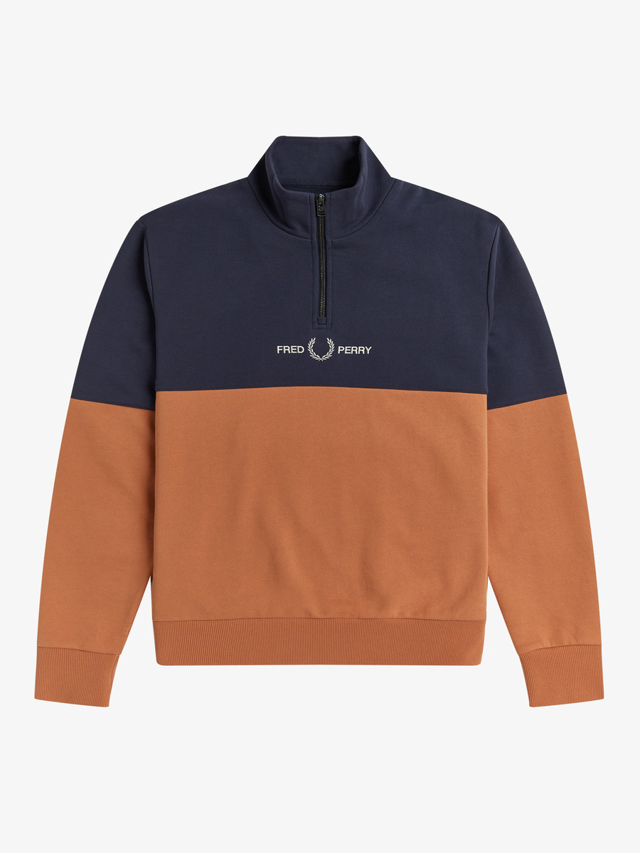 Fred Perry M3575 Colourblock Half Zip Sweatshirt (Navy)