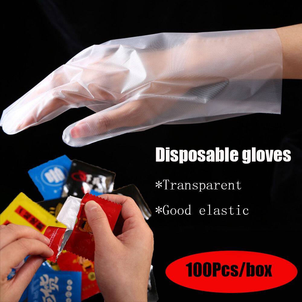 DJRGS 100Pcs/box Non-slip Plastic Eco-friendly Vegetable Food Gloves Disposable Gloves Transparent Kitchen Gloves