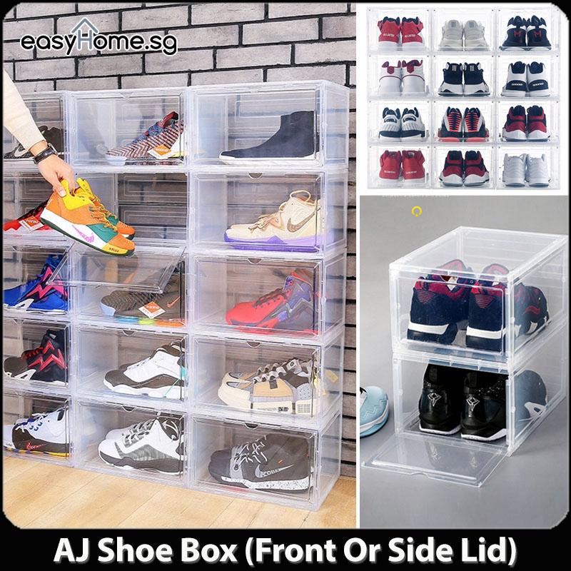 (Bundle Set) AJ Shoe Box / Storage Rack Shelf Organizer (Front Or Side Lid Opening)