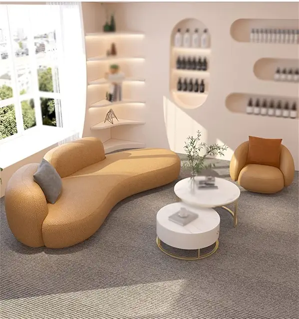 Curved Accent Sofa Points Lounge Floor Bar Chaise Lounge Sofa Sofa Salon Furniture(D)